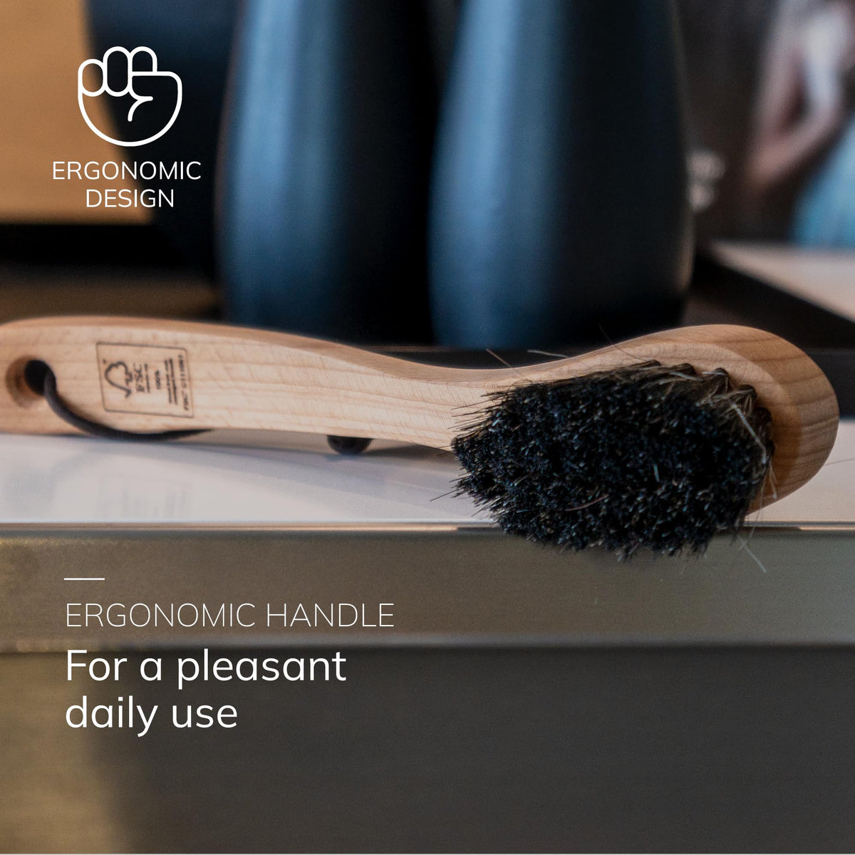 ENA Living Wooden Dish Brush - Sustainable Beechwood, Horse Hair Bristles | 26x4 cm 3