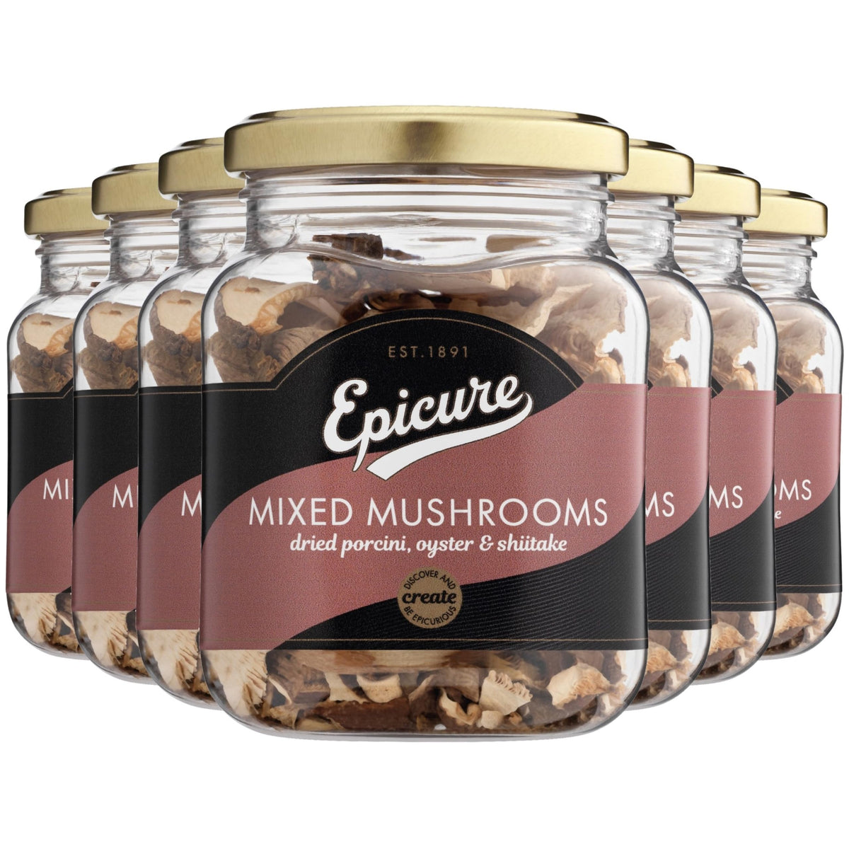 Epicure Mixed Dried Mushrooms (Porcini, Oyster & Shiitake) - 25g | 6-Pack | Dried