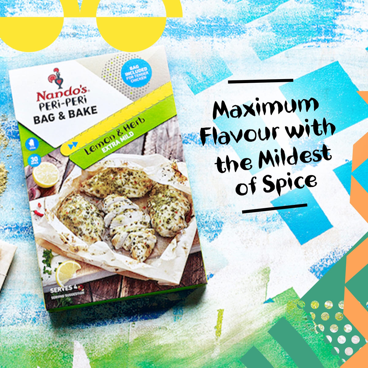 Nando's Peri-Peri Lemon & Herb Extra Mild Bag and Bake Seasoning - 20g (Pack of 4) 3