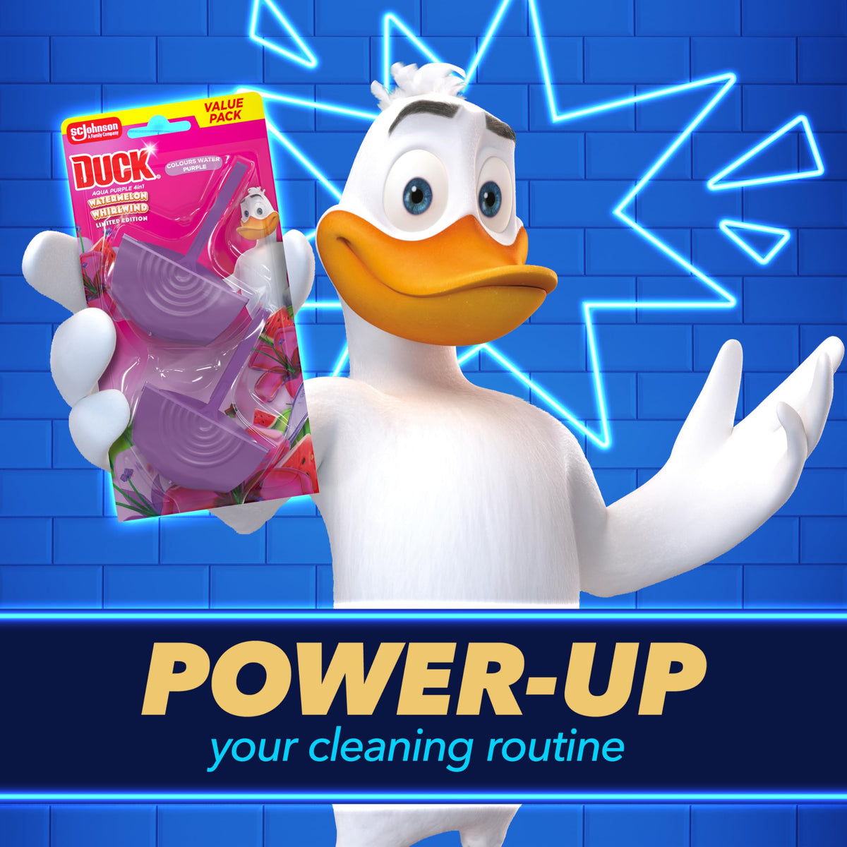 DUCK Watermelon Whirlwind Toilet Rim Block - Foaming Action, Anti-Limescale, Purple Colour | 4 x 2 Count