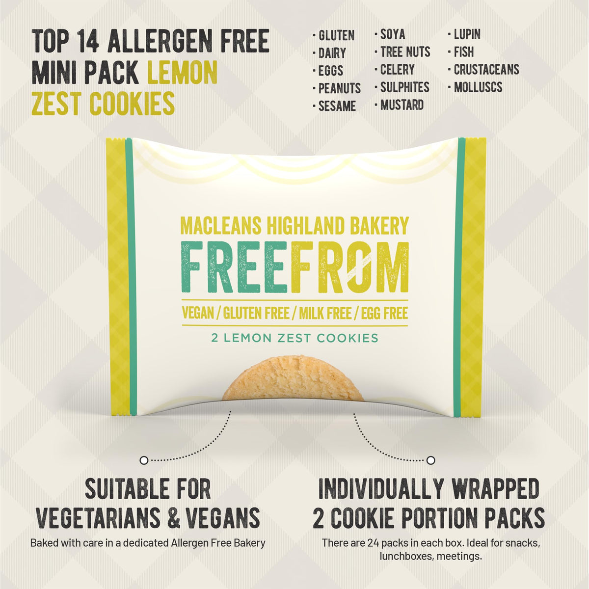 Maclean's Highland Bakery Free From Lemon Zest Cookies - Twin Pack, 24 x 30g 3