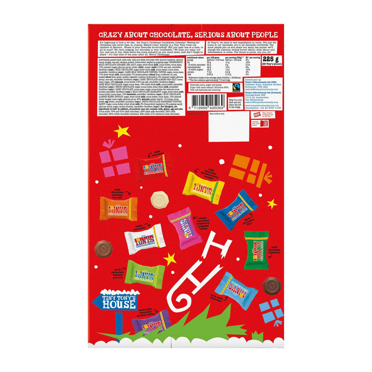 Tony's Chocolonely Big Advent Calendar - 25 Tiny Chocolates | Mix of 10 Flavours | Vegetarian | 225g 3