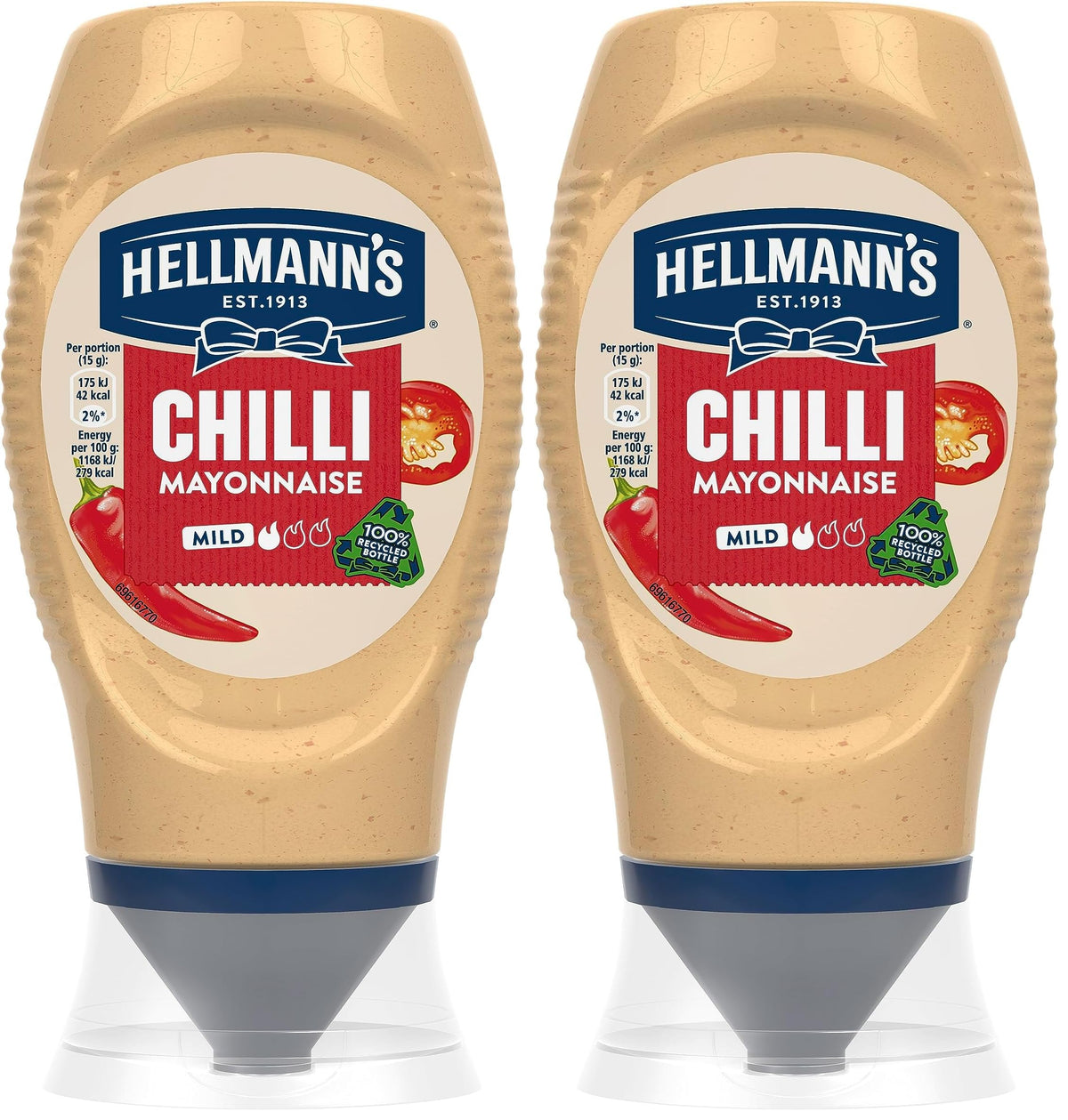 Hellmann's Chilli Mayonnaise with Tabasco Sauce - 250ml Bottle (Pack of 2)