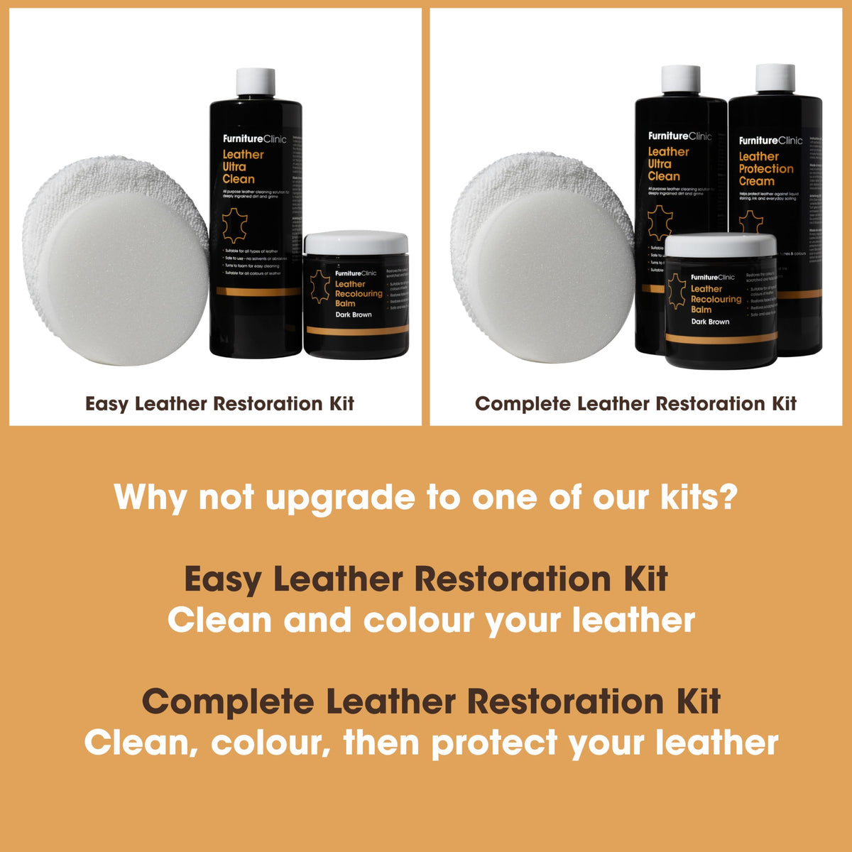 Furniture Clinic Leather Recolouring Balm - Restores Faded & Scratched Leather | 16 Colours Available | 250ml Cream 6