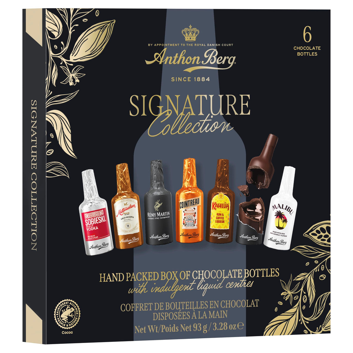 Anthon Berg Chocolate Liqueurs - 6 Piece Dark Chocolate Bottles with Premium Spirits