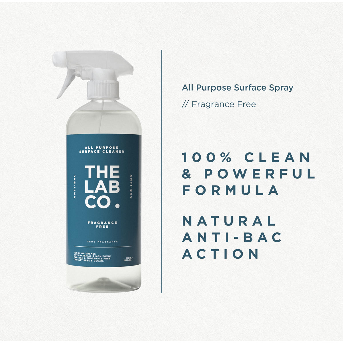 The Lab Co. Antibacterial All-Purpose Cleaner - 750ml | Fragrance-Free | Plant-Derived Ingredients 5