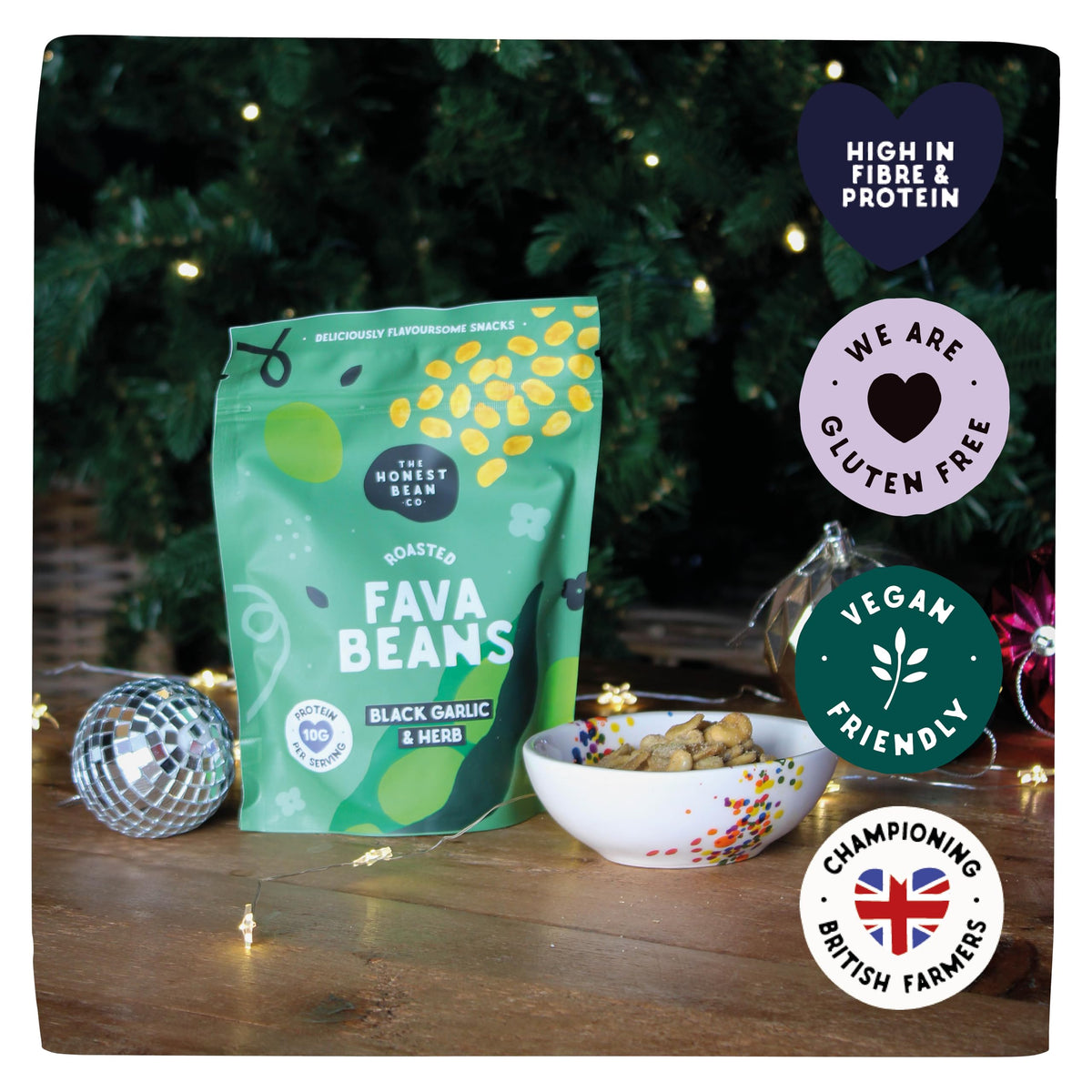 The Honest Bean Co Roasted Fava Beans, Black Garlic & Herb, 120g (6-Pack) 2
