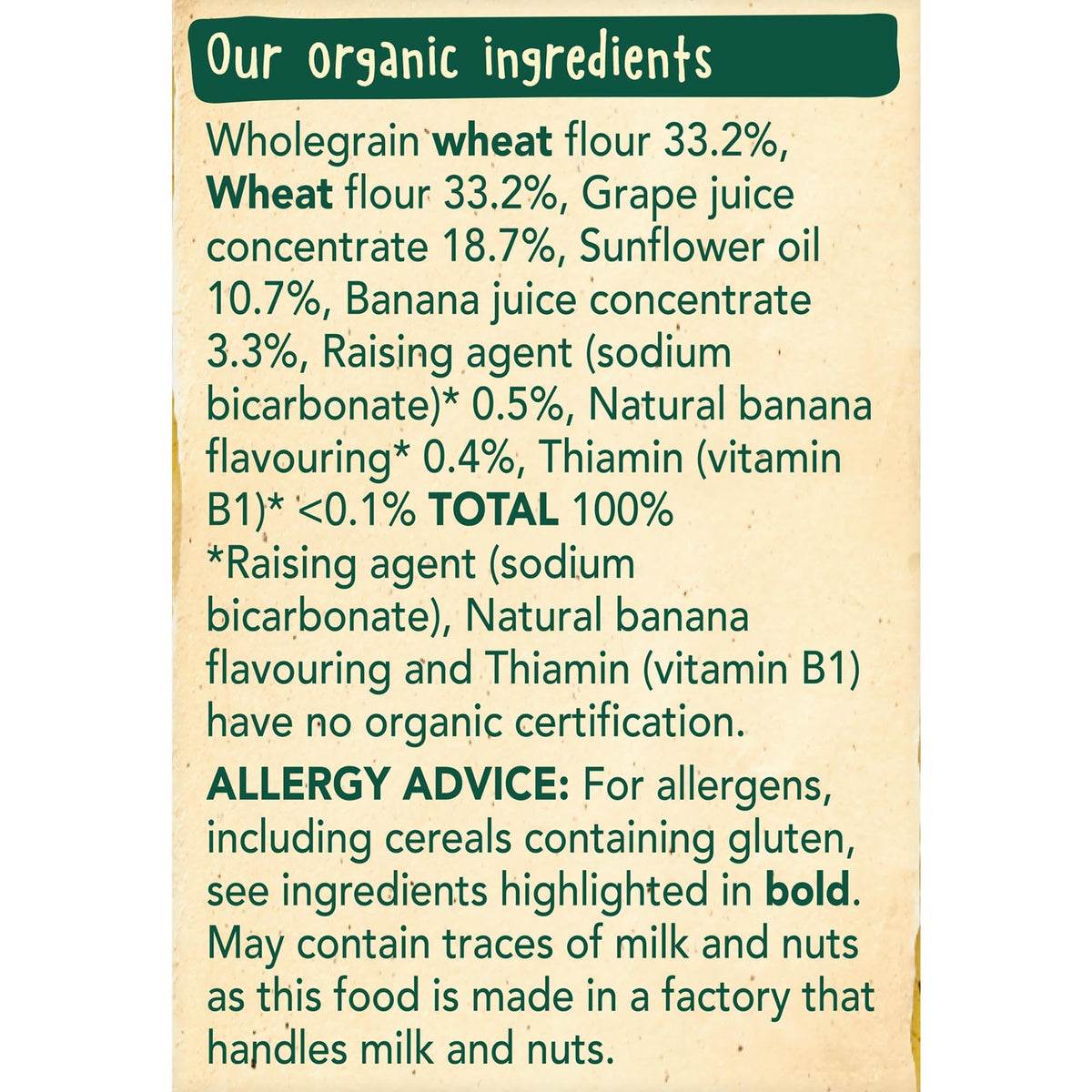 Organix Banana Bread Toddler Biscuits - Organic, Vegan Friendly, 135g (6-Pack)