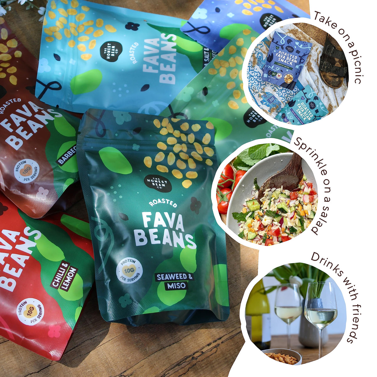 The Honest Bean Co Roasted Fava Bean Variety Pack - 6 Flavors, High Protein, Vegan Friendly | 720g 3