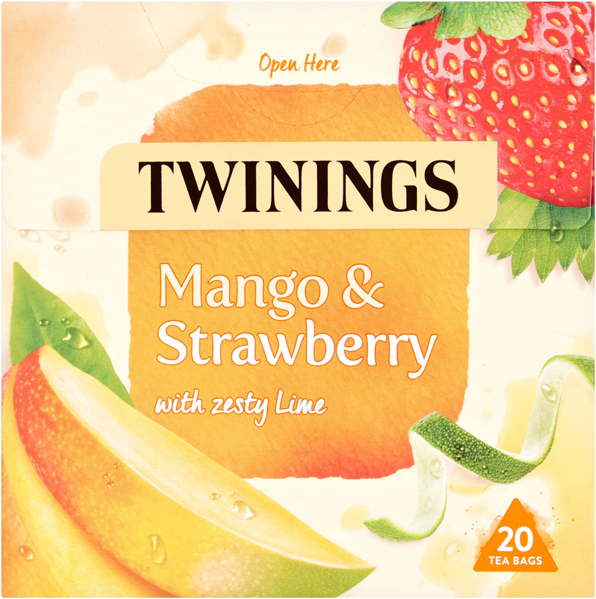 Twinings Mango, Strawberry & Lime Fruit Tea - 20 Biodegradable Tea Bags | Caffeine Free | Natural Ingredients