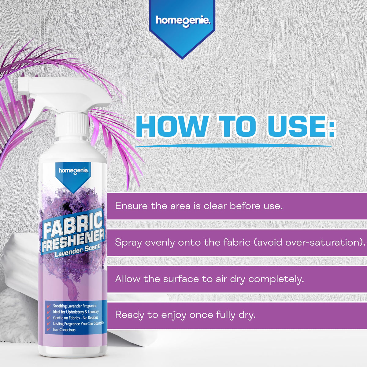 HomeGenie Fabric Freshener Spray - Lavender Scent - 500ml 6