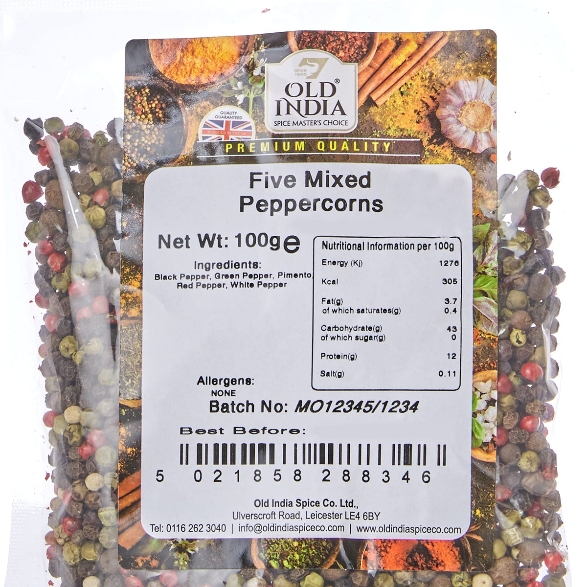 Old India Five Mixed Peppercorns - 100% Natural, Additive-Free | 200g Pack