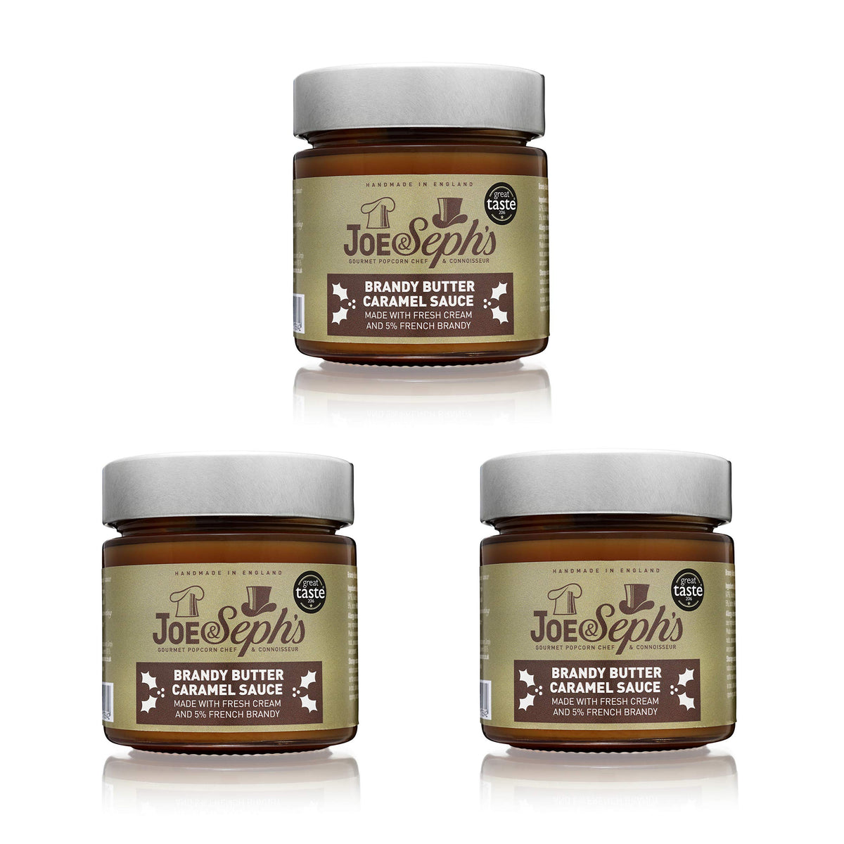 Joe & Seph's Brandy Butter Caramel Sauce - Handmade in Great Britain | 3 x 230g Jars