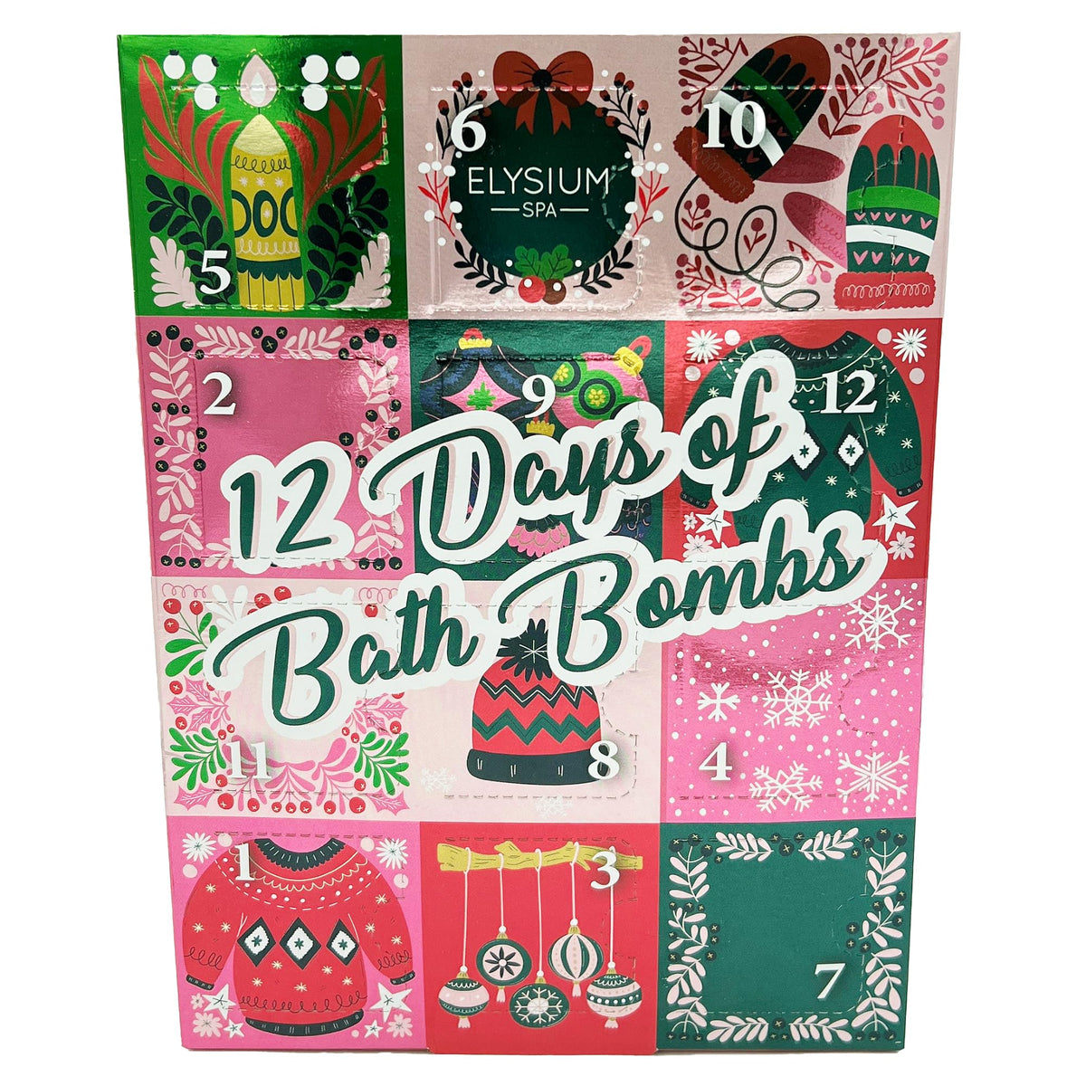 Elysium Spa Christmas Advent Calendar - 12 Days of Bath Bombs | 4 Festive Fragrances | Relaxing Self-Care