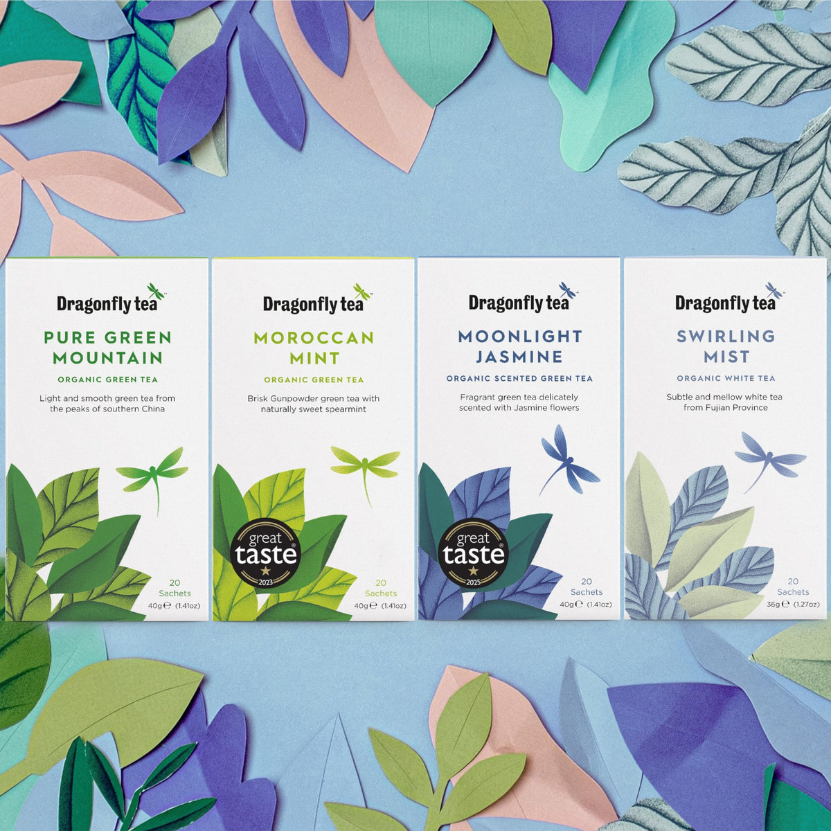 Dragonfly Organic Green Tea Collection - 80 Teabags | 4 Varieties | Compostable Bags 5