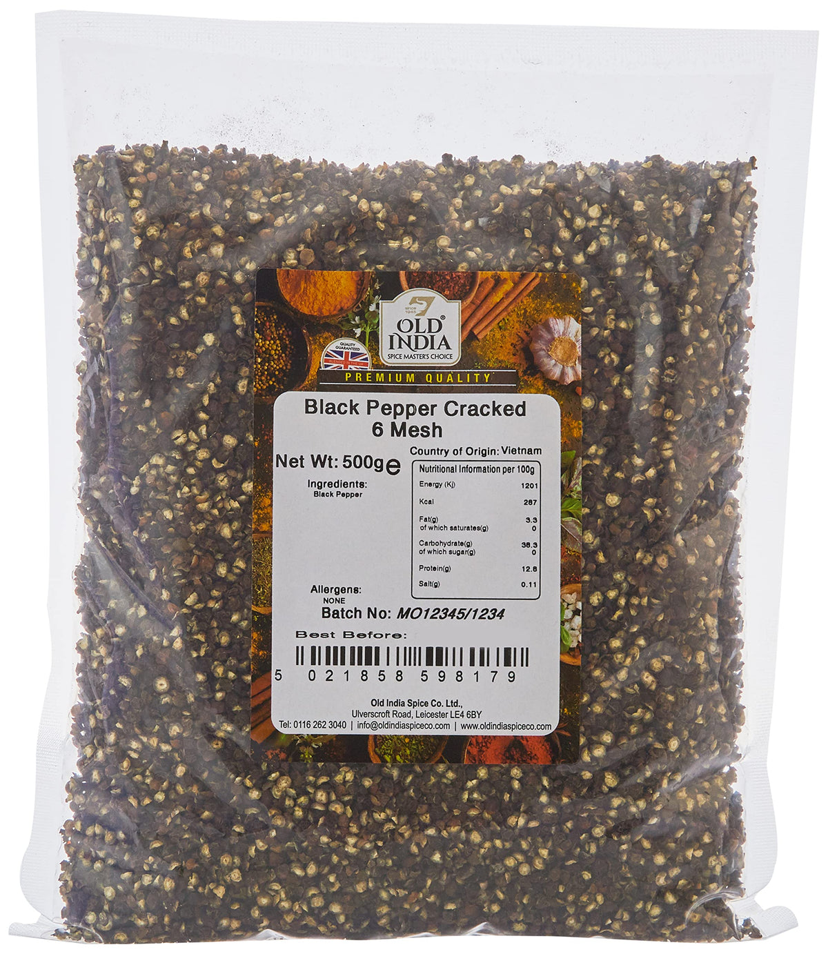 Old India Cracked Black Pepper - 6 Mesh, 500g 1
