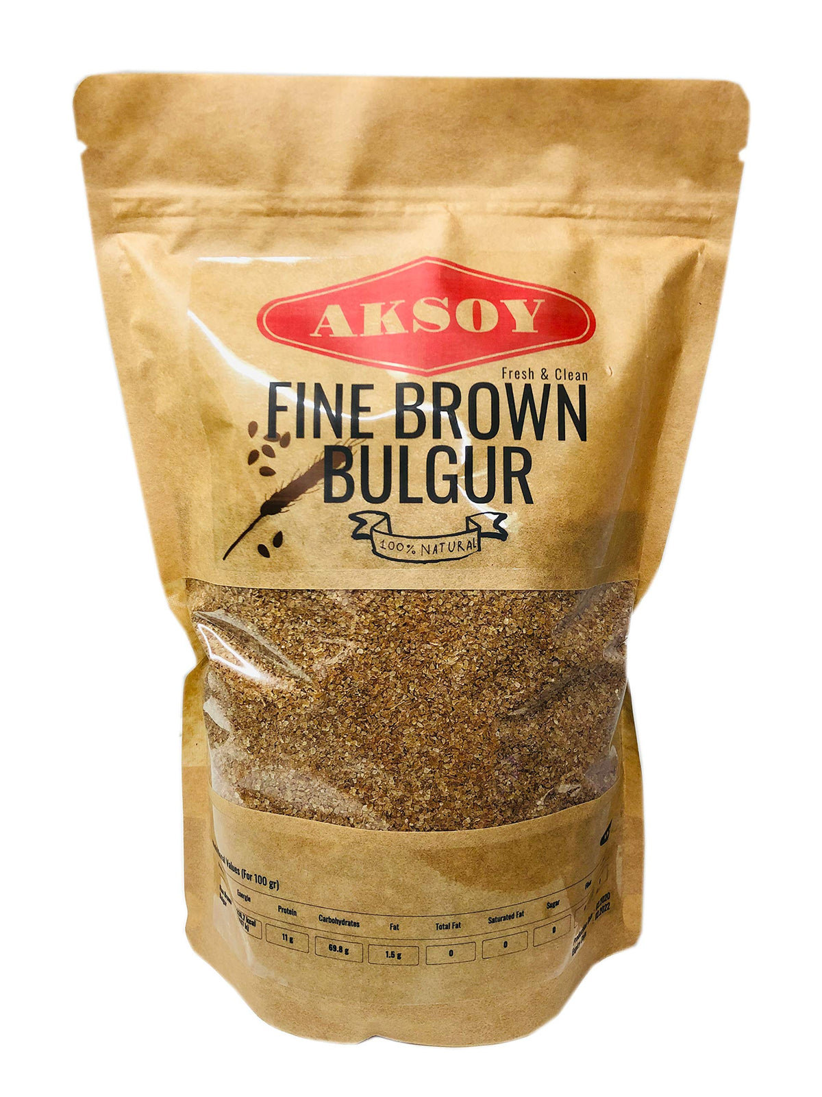 AKSOY Fine Brown Bulgur Wheat - 1.25kg Bag | Whole Grain | Vegan & Vegetarian