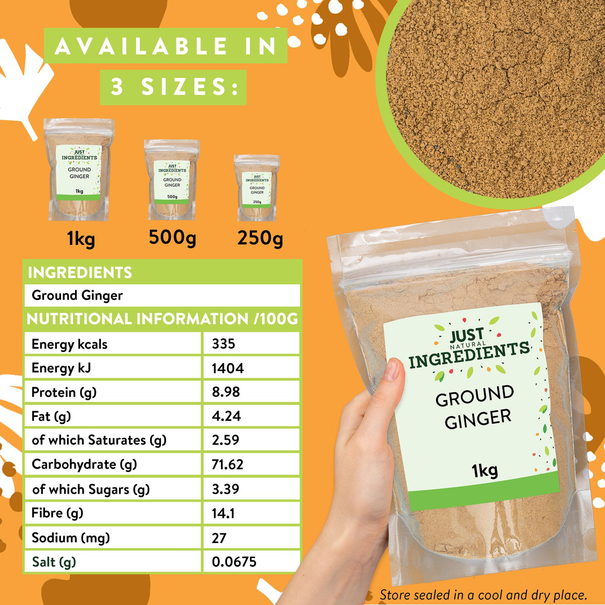 JustIngredients Ground Ginger Powder - Authentic Indian Spice, 1kg 3