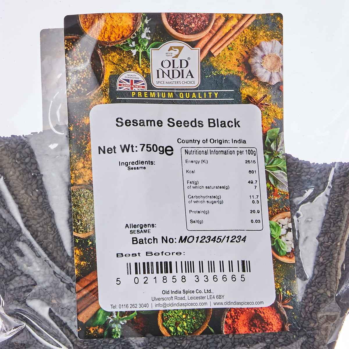 Old India Black Sesame Seeds - 100% Natural, Additive-Free | 750g
