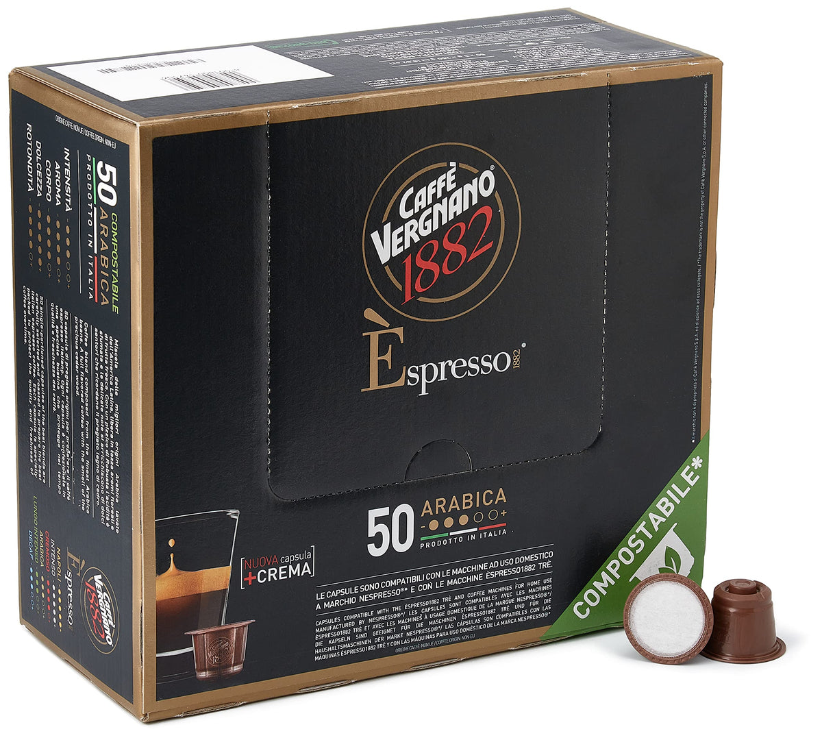 Caffè Vergnano 1882 Oro Nespresso Compatible Capsules - 50 Count, Compostable 4
