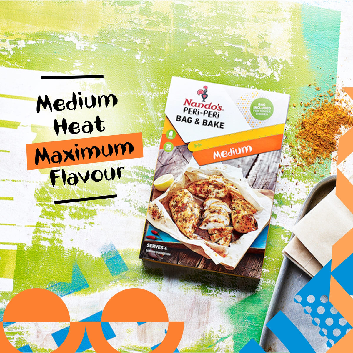 Nando's Peri-Peri Medium Bag & Bake Spice Mix - 20g (Pack of 4) 3