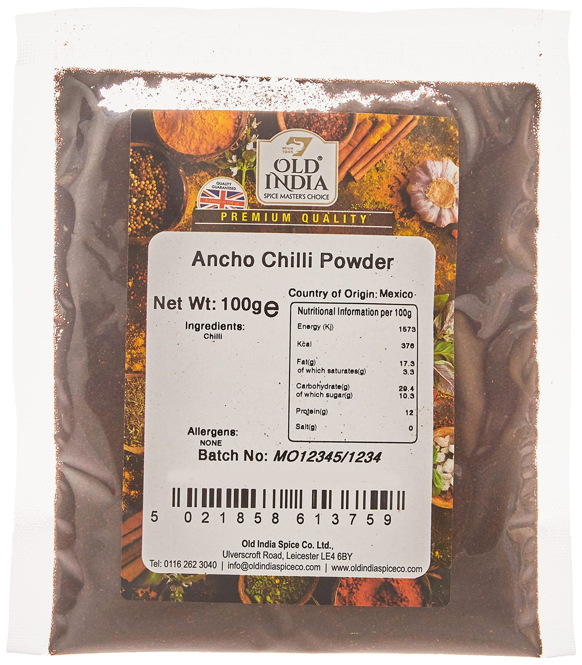 Old India Ancho Chili Powder - 100g Natural, Additive-Free, GMO-Free 1
