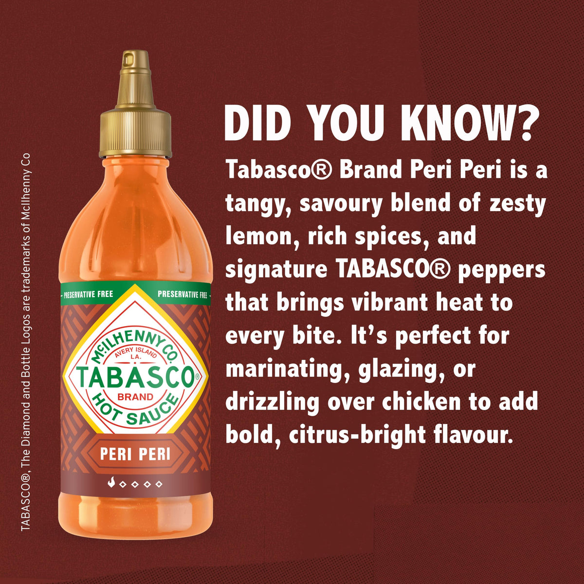 Tabasco Peri Peri Sauce - Tangy Citrus Heat, Gluten-Free, Vegan | 256ml (Pack of 2)
