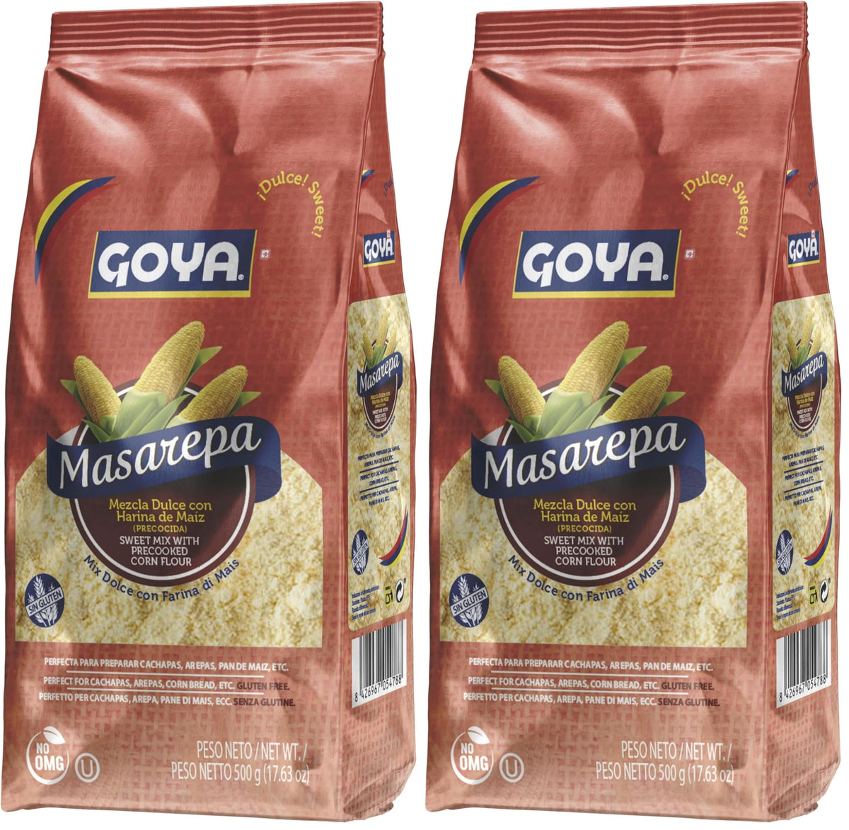 Goya Masarepa Sweet Mix with Precooked Corn Flour - Gluten Free | 500g Pack of 2 | Latin Cooking