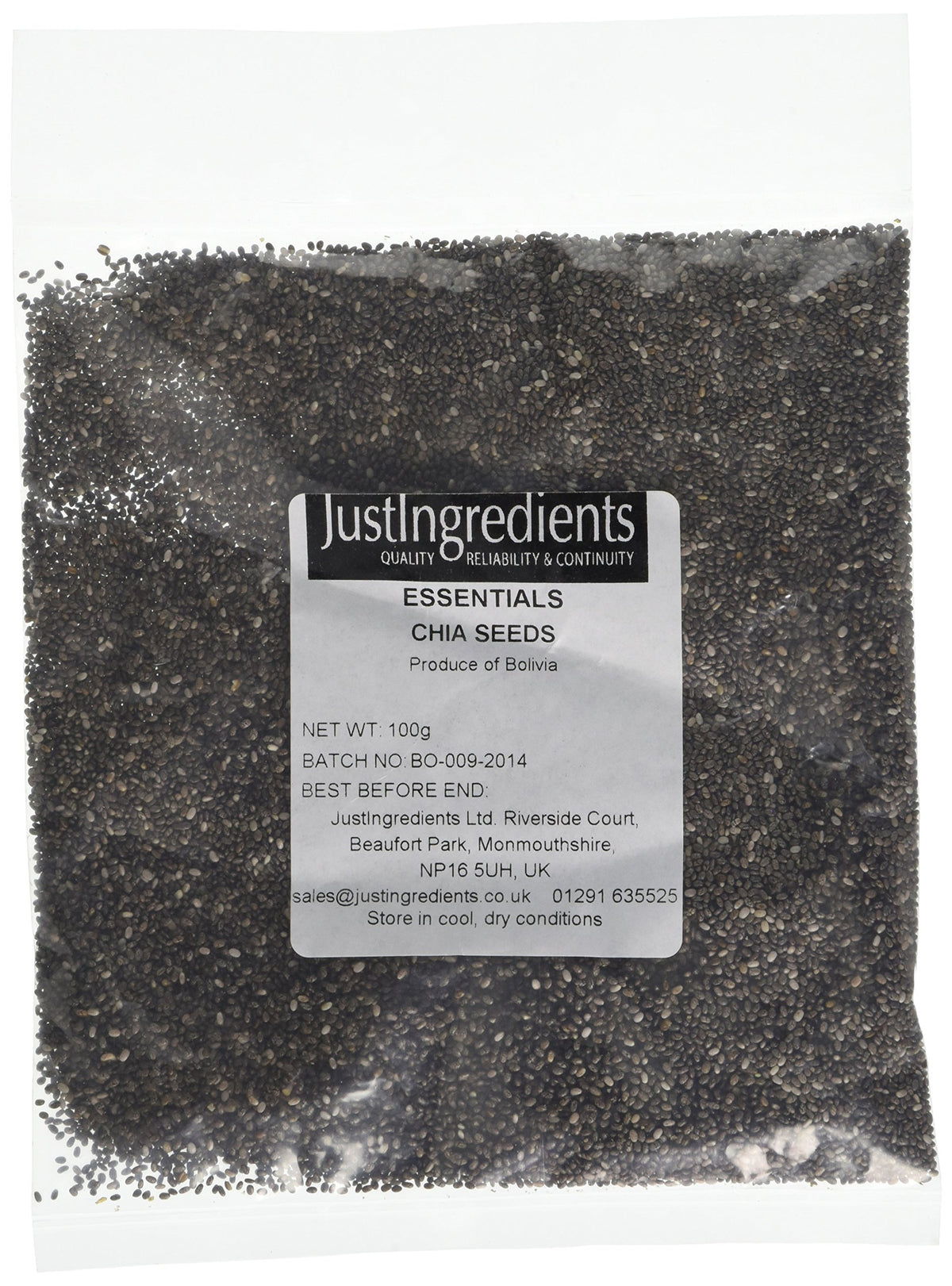 JustIngredients Chia Seeds - 100g Pack of 4 | Non-Irradiated, GM-Free