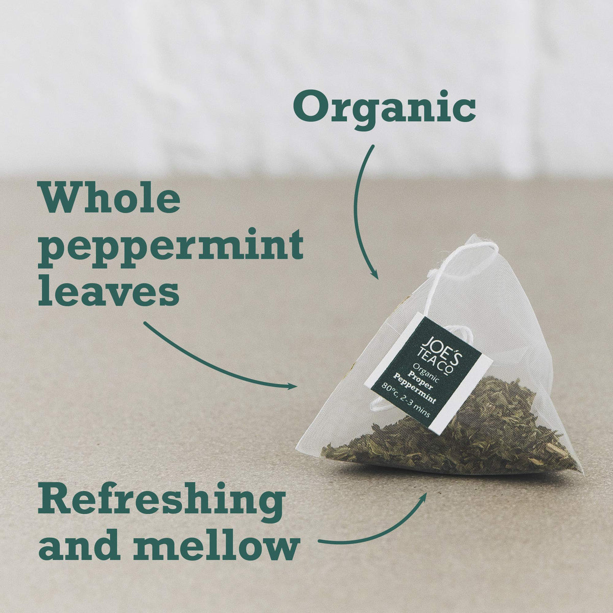 Joe's Tea Co. Proper Peppermint Organic Herbal Tea Bags - Caffeine-Free, Promotes Relaxation (3x15 Count) 3