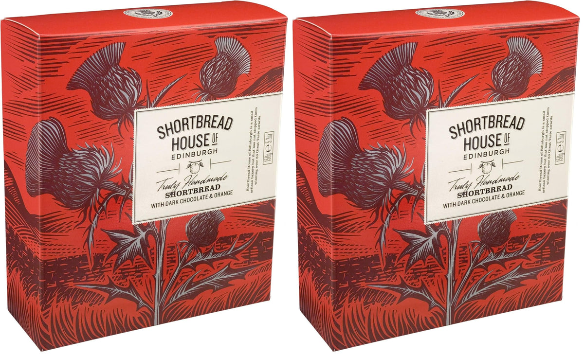 Shortbread House of Edinburgh Handmade Mini Shortbread Biscuits with Dark Chocolate & Orange - 300g Pack of 2