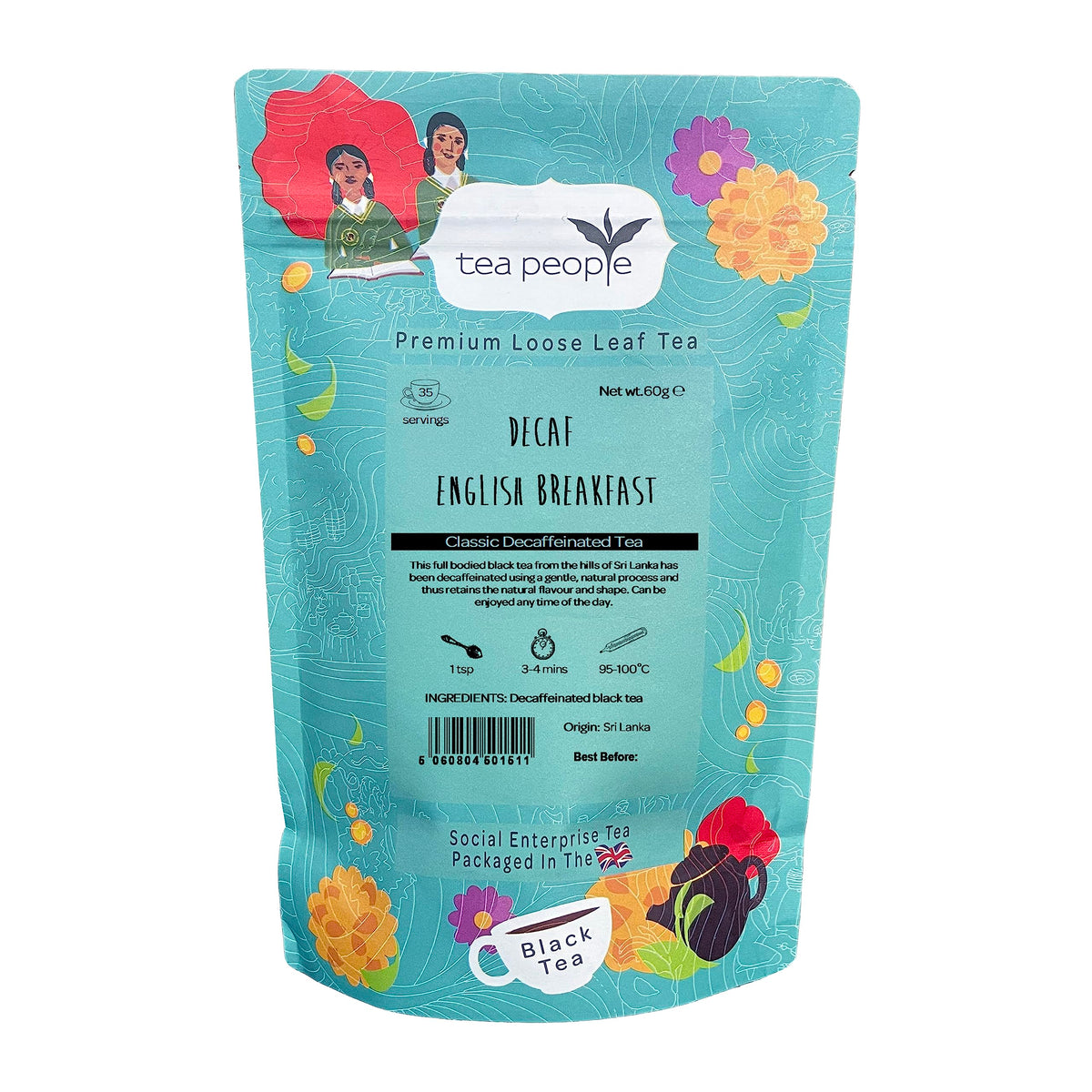 Tea People Decaf English Breakfast - Smooth, Bold, Crisp Black Tea | 60g Pack | CO2 Decaffeinated 1