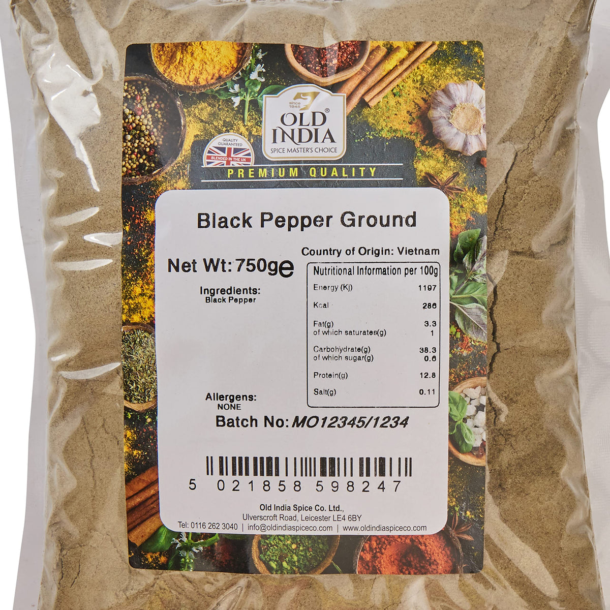 Old India Ground Black Pepper - 750g Bag | Natural, Additive-Free 2