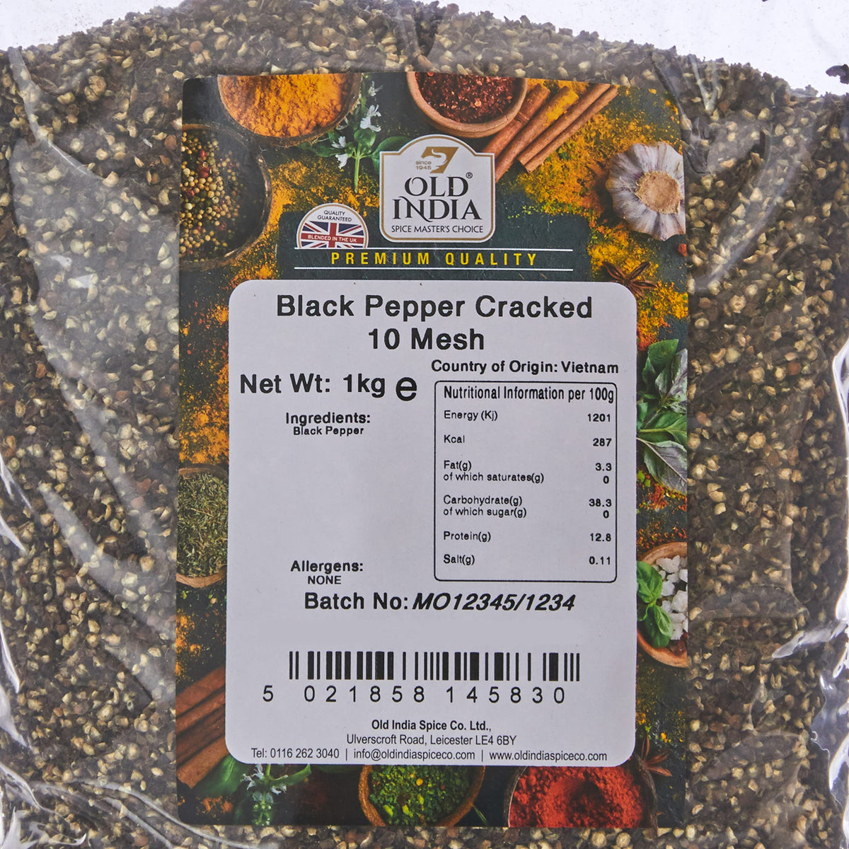 Old India Cracked Black Pepper - 10 Mesh, 1kg