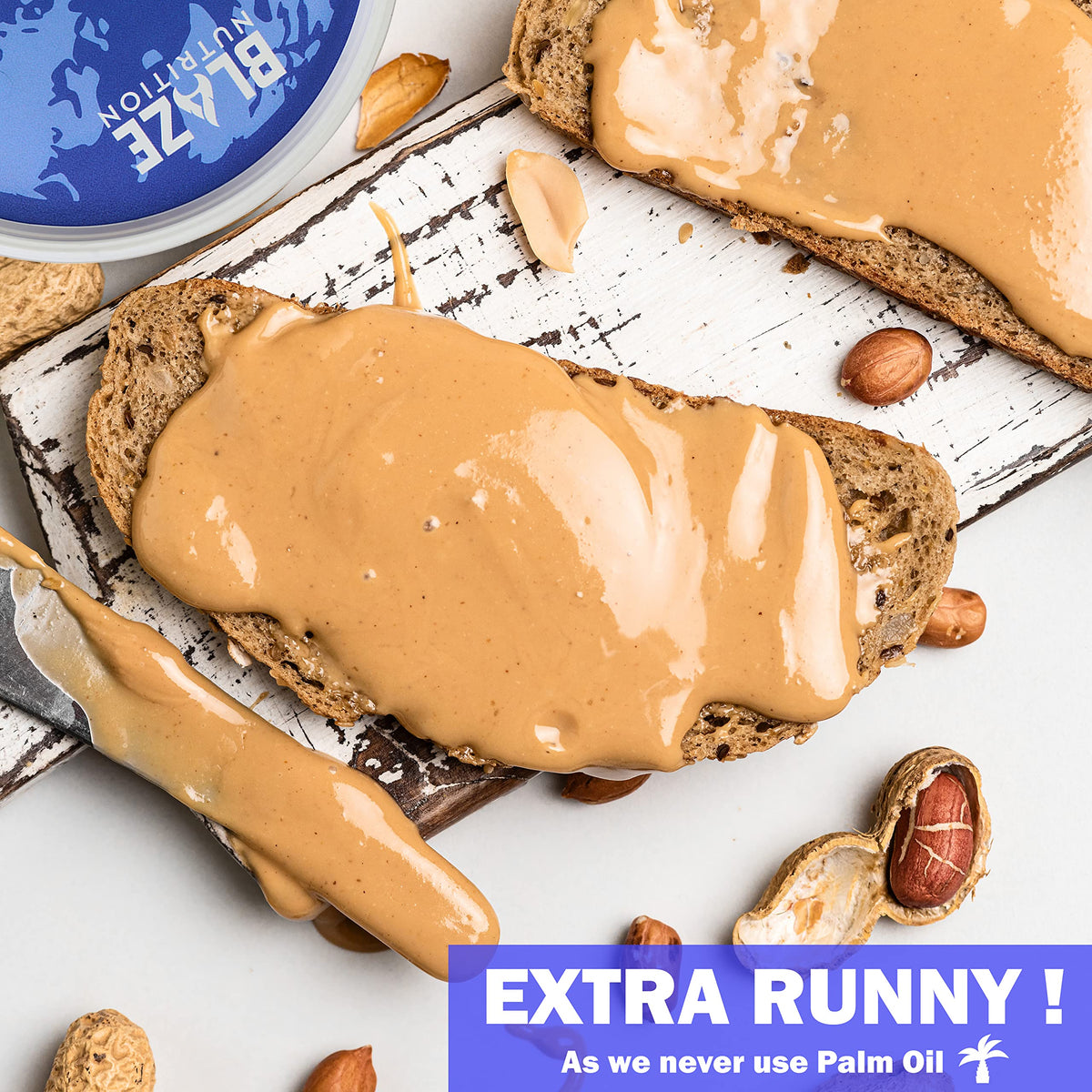 Blaze Nutrition Smooth Peanut Butter - 30% Protein | 1kg | 100% Roasted Peanuts 3