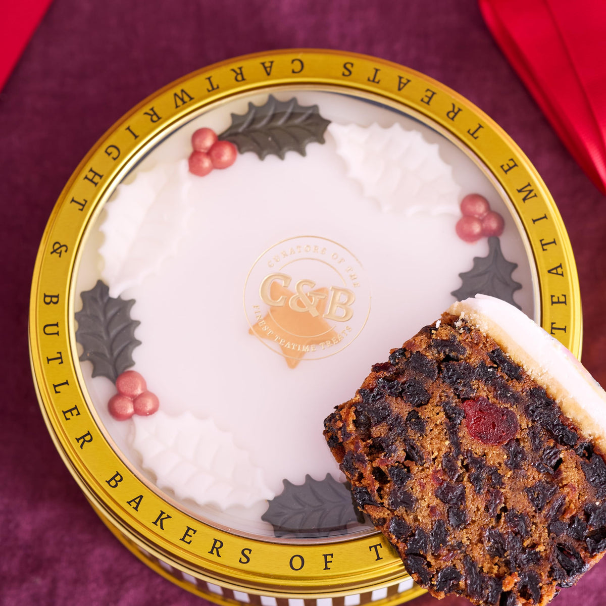 Cartwright & Butler Merry Christmas Iced Round Cake - 700g | Reusable Tin 4
