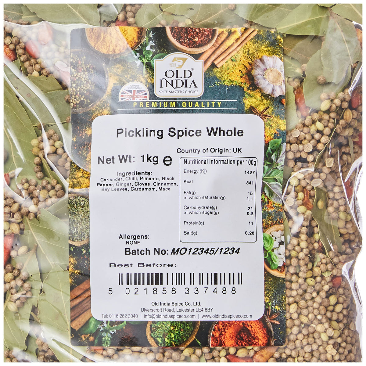Old India Pickling Spice Whole - 1 kg Bag | Natural & Additive-Free