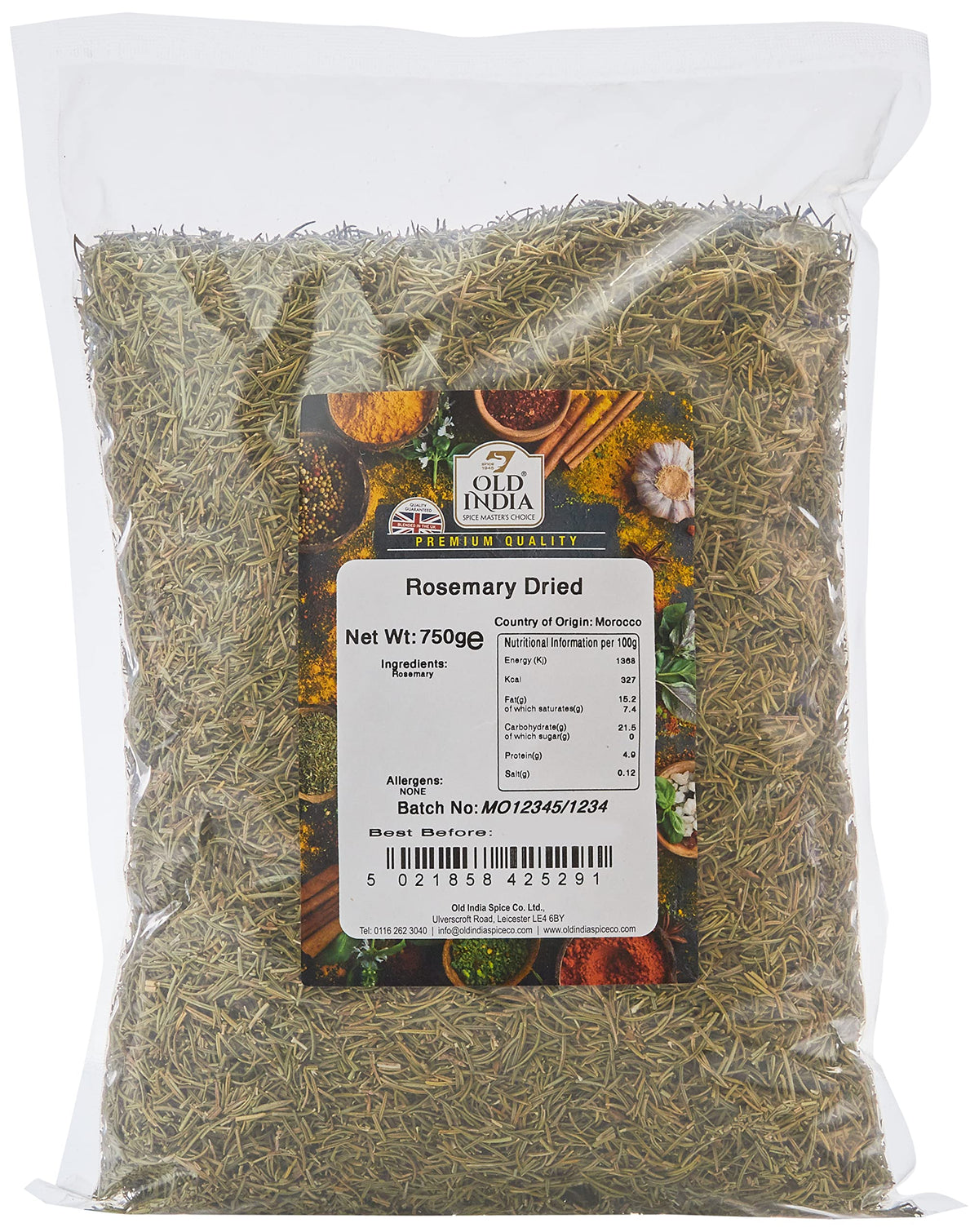 Old India Dried Rosemary - 750g Bag | Natural, Additive-Free, GMO-Free 1