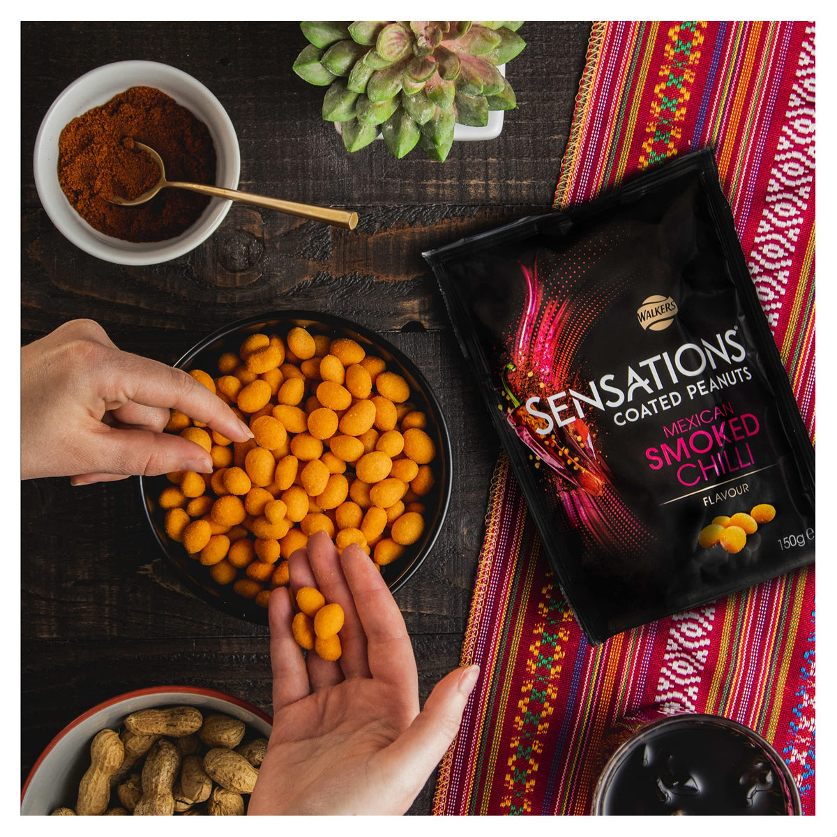 Sensations Mexican Smoked Chilli Coated Sharing Peanuts - 150g Pack of 3 5