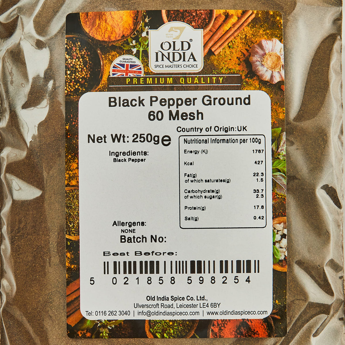 Old India Black Pepper Ground - 60 Mesh Powder | 250g