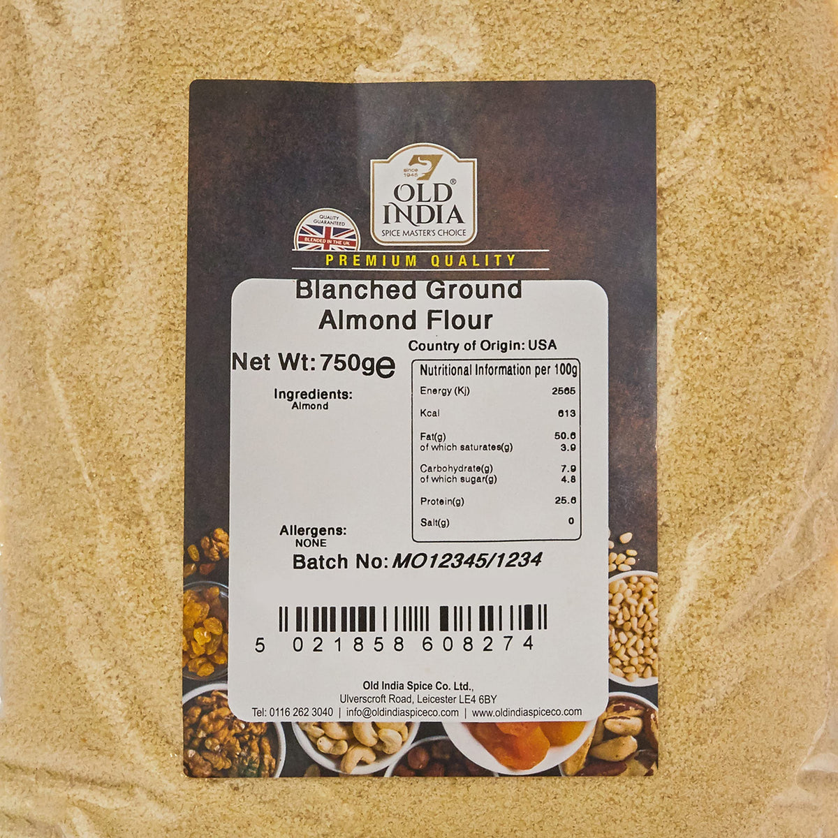 Old India Blanched Ground Almond Flour - 750g | Natural, Additive-Free