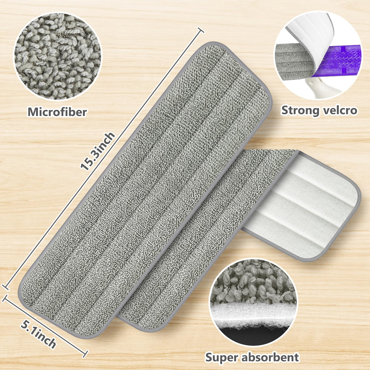 ILAVCOOL Microfiber Mop Pads - 6 Pack | Reusable & Machine Washable | For Tile, Wood & Composite Floors 3