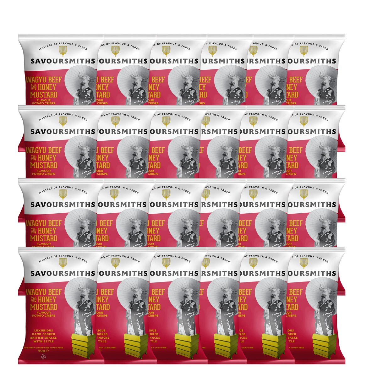 SAVOURSMITHS Wagyu Beef with Honey Mustard Luxury English Potato Crisps - Pack of 24