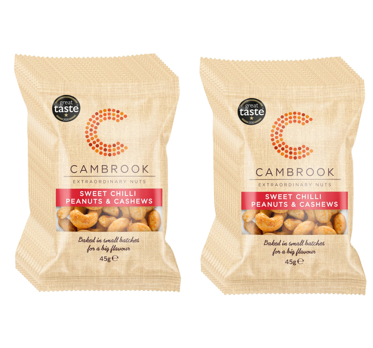 Cambrook Baked Sweet Chilli Peanuts & Cashews - 24 x 45g Bags