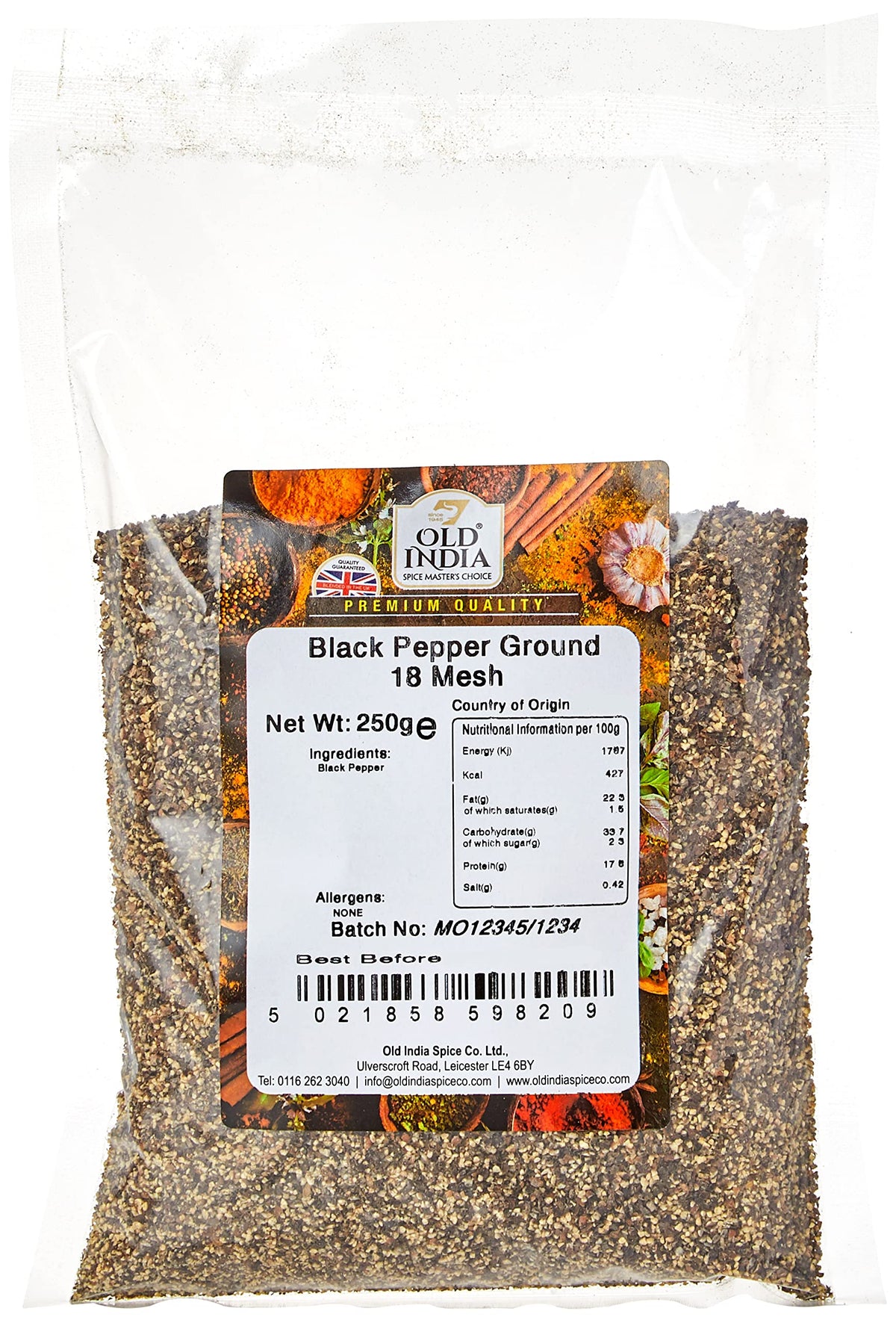 Old India Ground Black Pepper - 18 Mesh, 250g