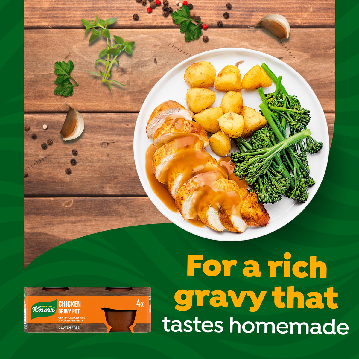 Knorr Chicken Gravy Pot - Rich & Homemade Taste | Gluten-Free | 2x 28g Pots 3