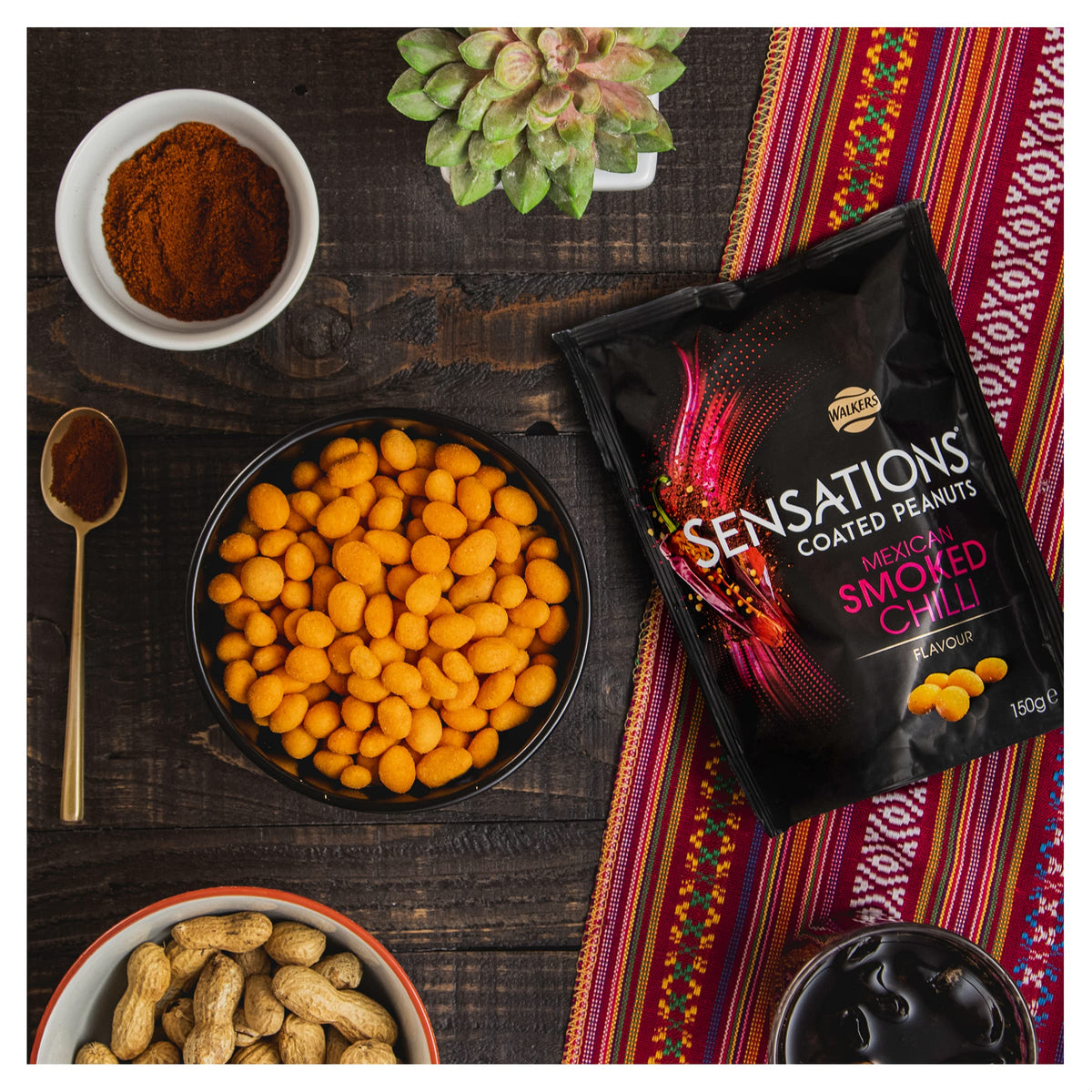 Sensations Mexican Smoked Chilli Coated Sharing Peanuts - 150g Pack of 3 6