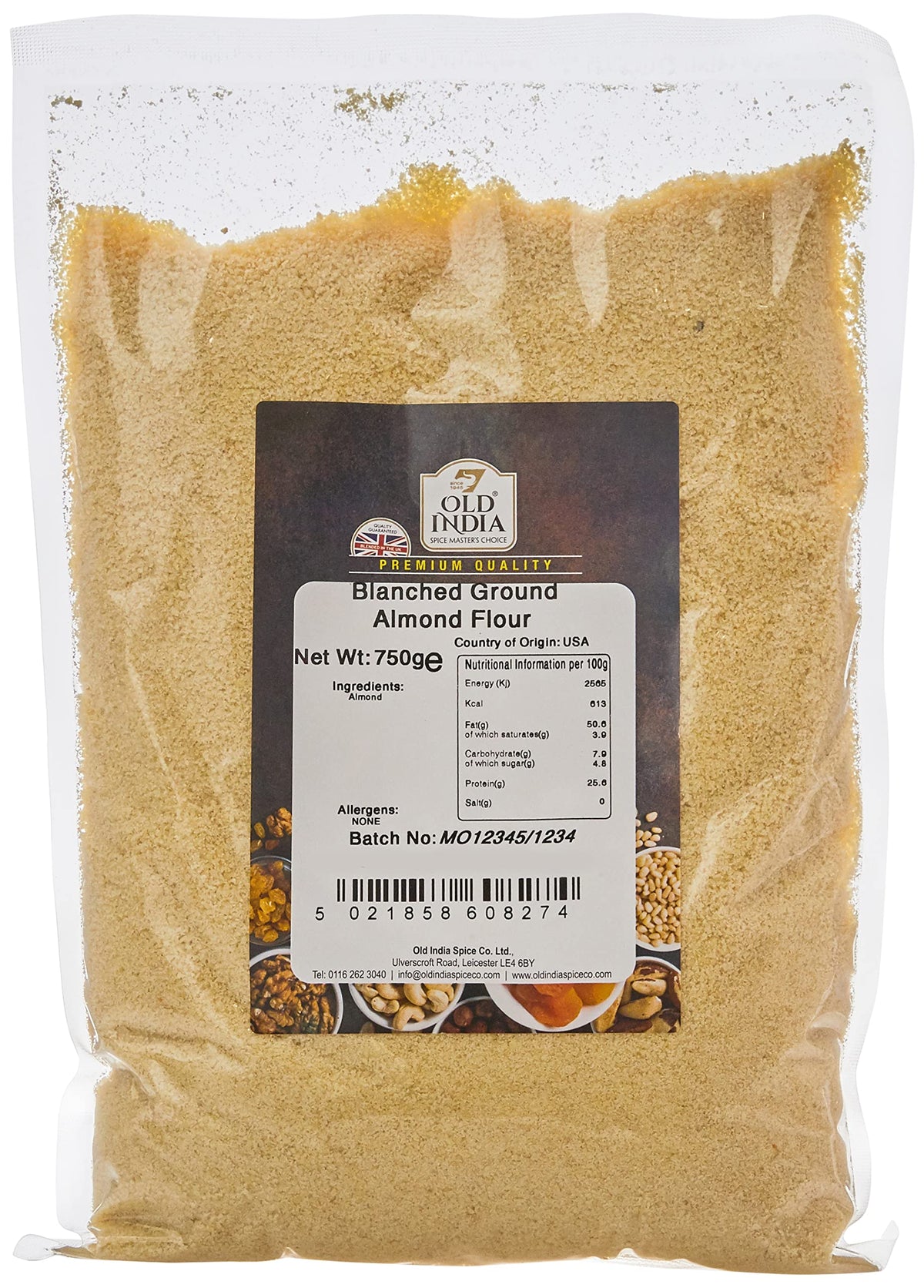 Old India Blanched Ground Almond Flour - 750g | Natural, Additive-Free
