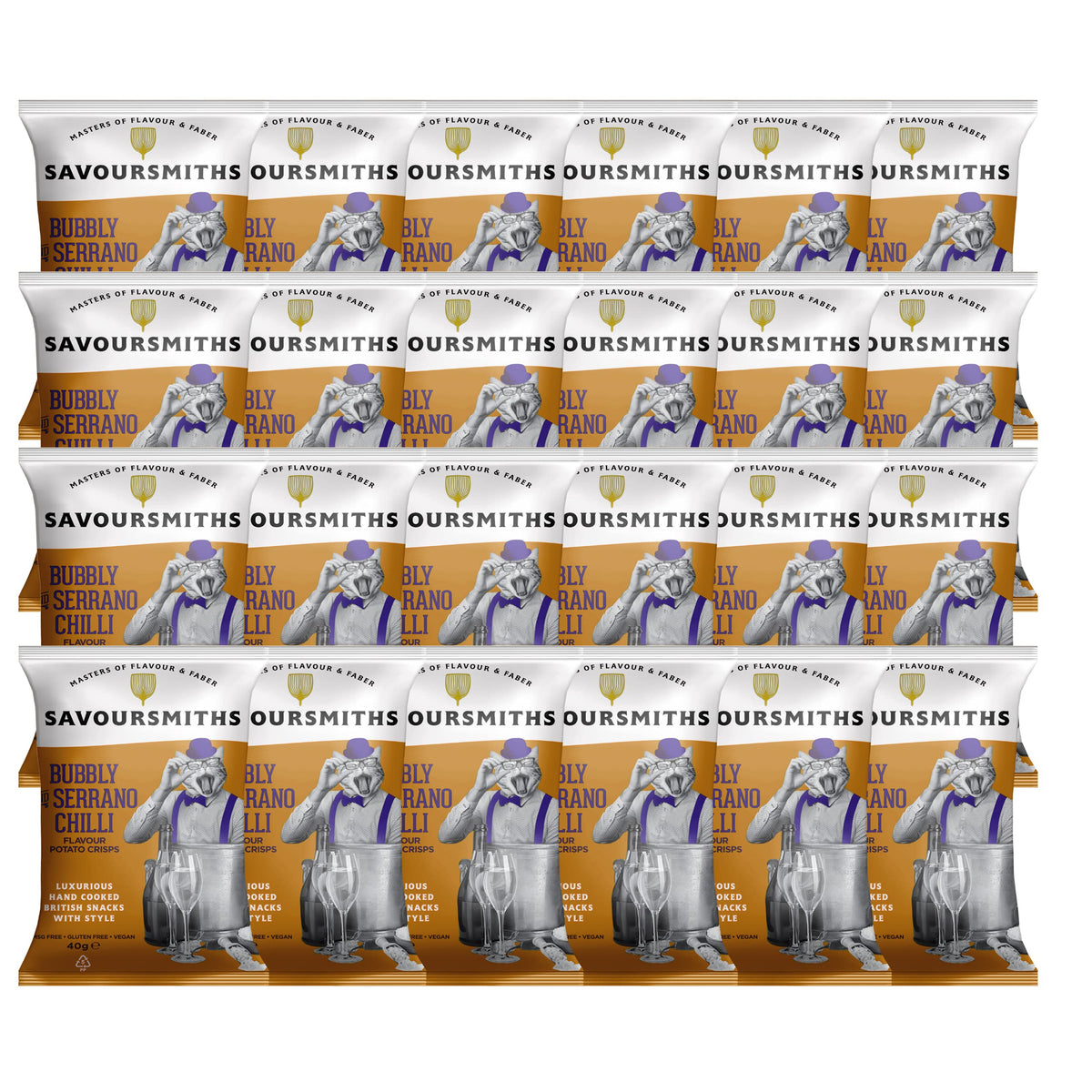 SAVOURSMITHS Bubbly and Serrano Chilli Crisps - Multipack | 40g x 24