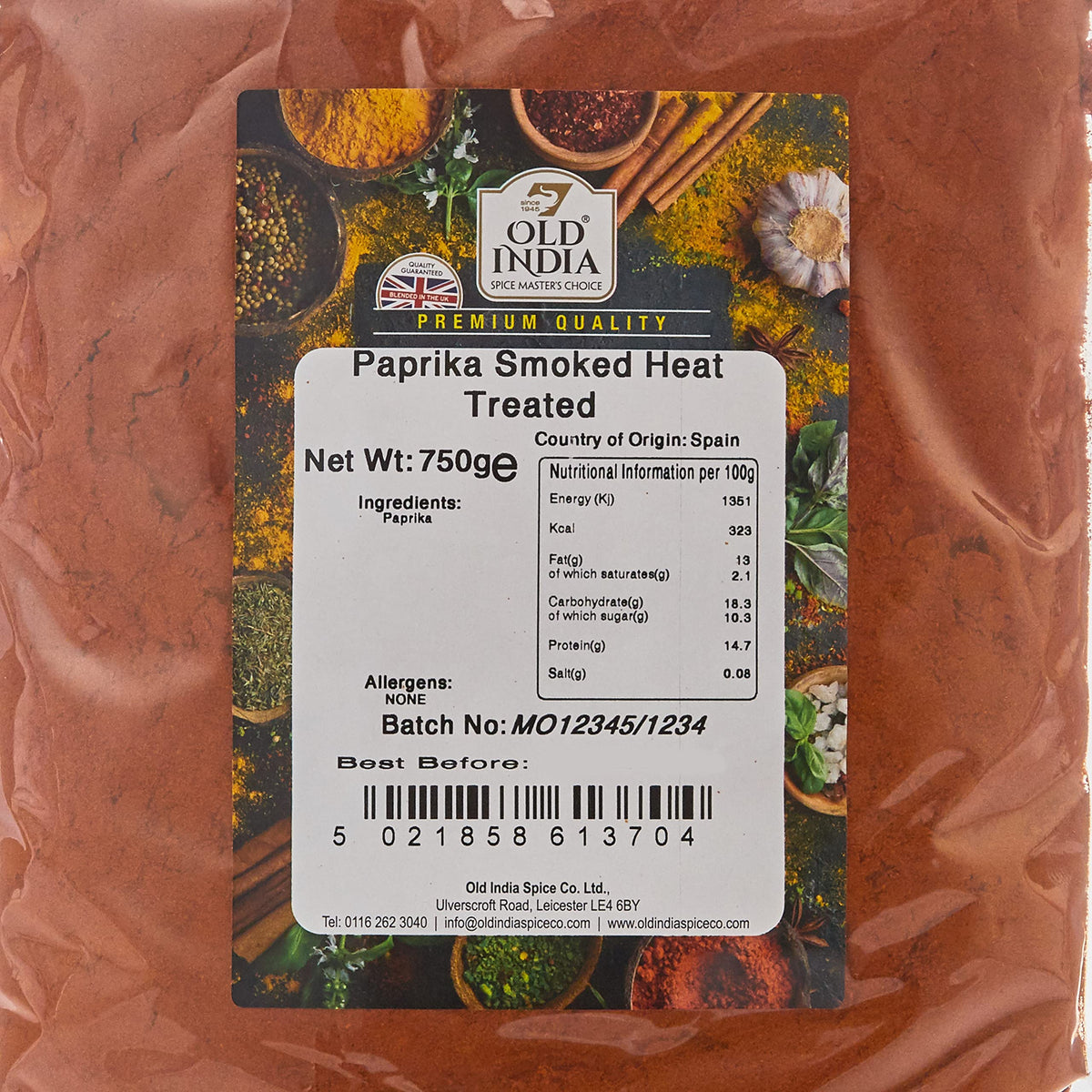 Old India Smoked Paprika - Heat Treated, 750g